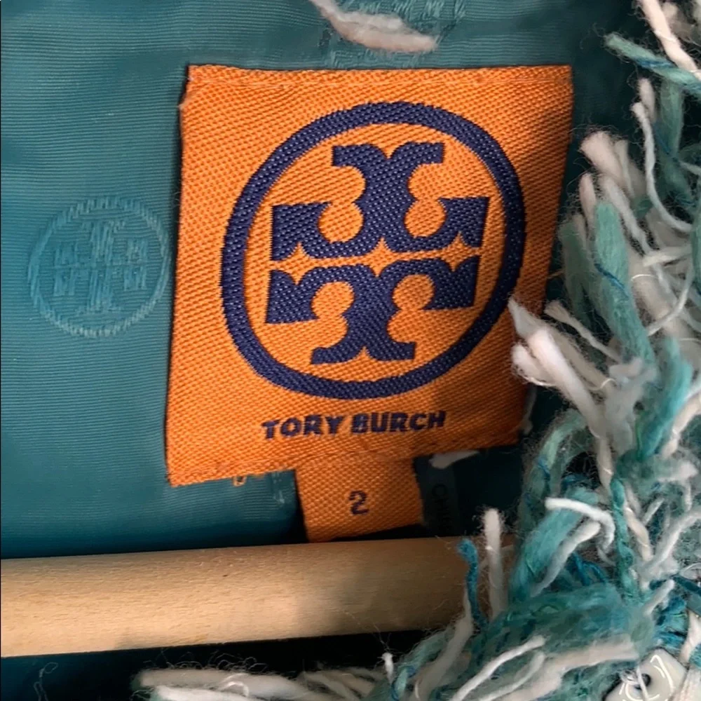 Tory Burch Teal and White Tweed Mini Dress